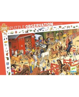 Puzzle-d'observation-&-poster-Equitation-200-pièces-Djeco