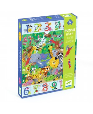 Puzzle géant-Géant 1 à 10 Jungle 54 pièces