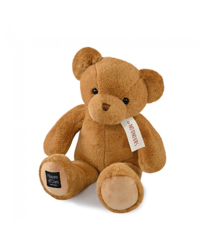 Ours en peluche marron clair assis - LE NOUNOURS - 40 cm