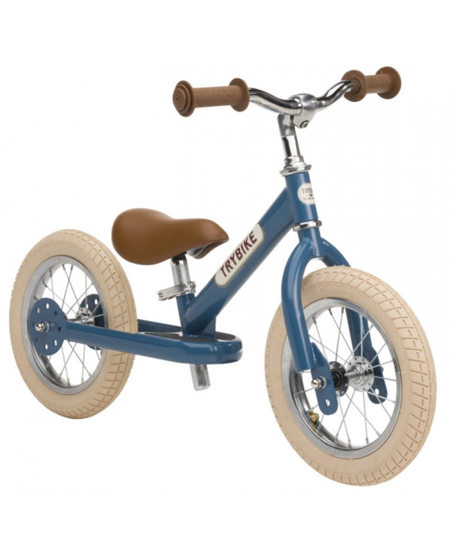 Trybike acier vintage draisienne bleue