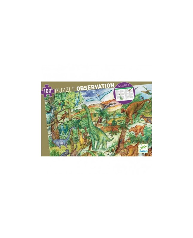 Puzzle-observation-Dinosaure-100-pièces-Djeco