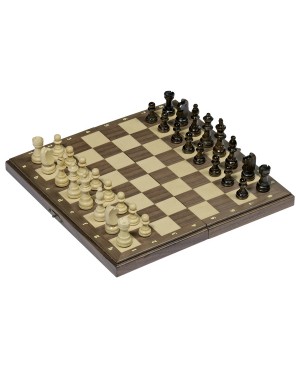 Jeu d'échecs magnétique dans une boîte en bois pliable-Goki