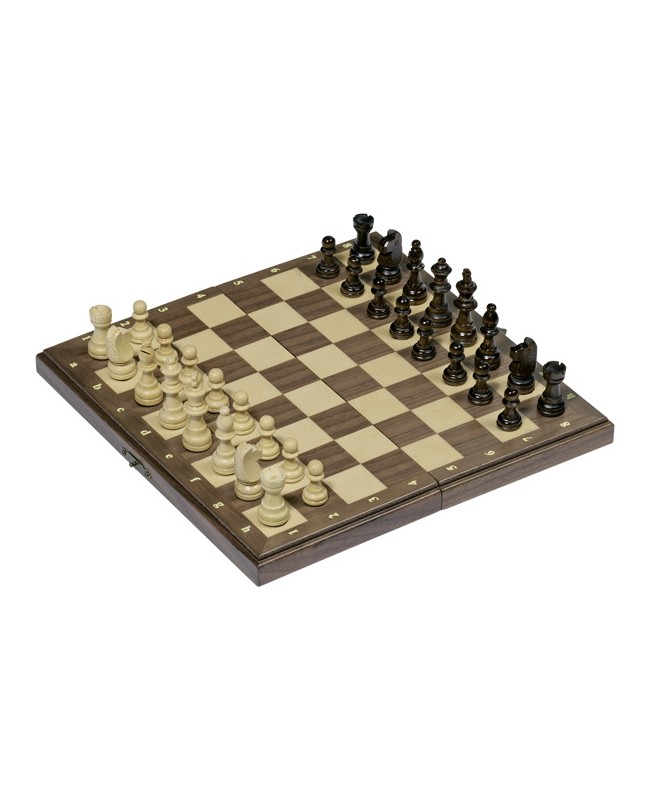 Jeu d'échecs magnétique dans une boîte en bois pliable-Goki