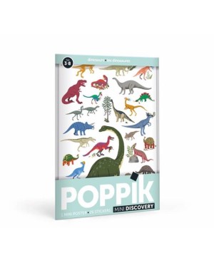 Mini Poster Dinosaures ( 3-8 ans ) 26 stickers Poppik